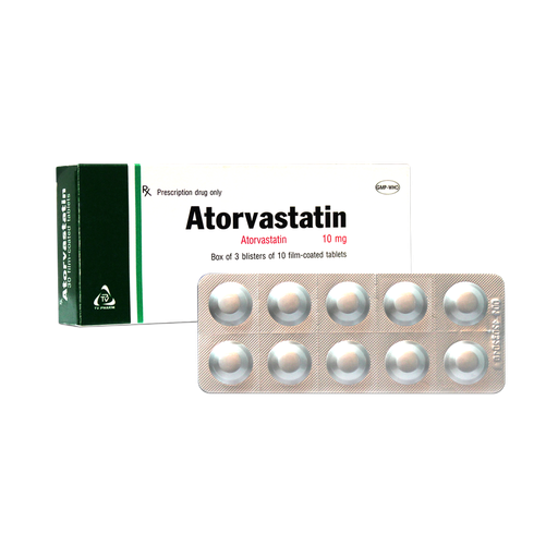 [4285] Viên bao phim Atorvastatin 10mg v/10 ,h/30